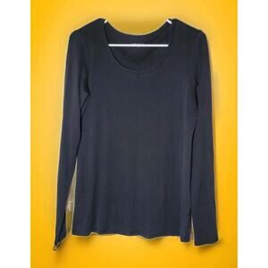 Eileen Fisher Black Long Sleeves Round Neck Viscose Size Medium Women Top A28